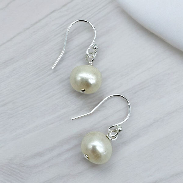 White Pearl Earrings