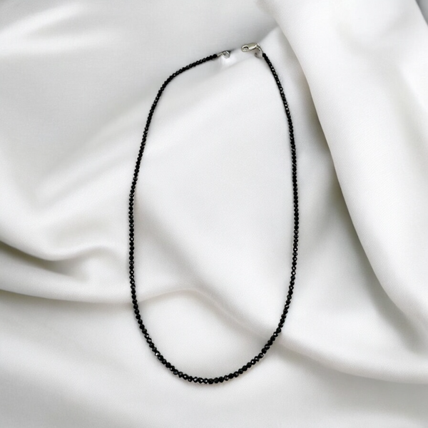 Strand Faceted Tiny Black Spinel Necklace