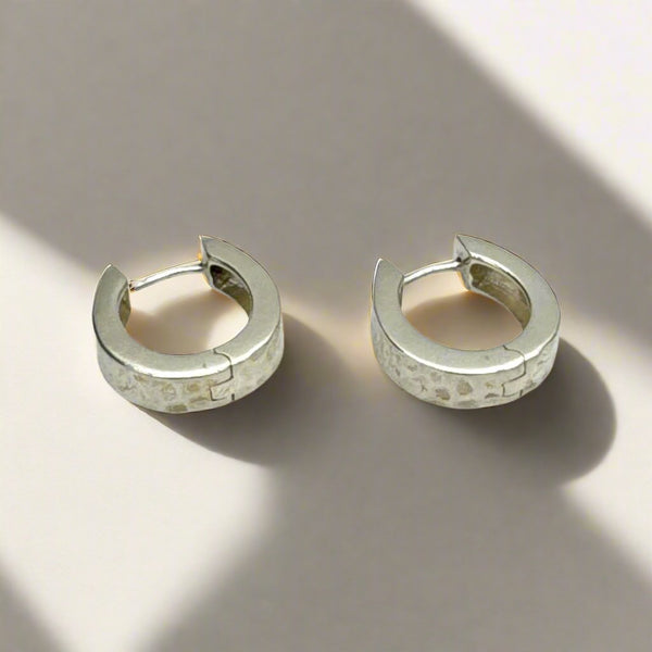 Oblong Textured Snap Hoop Earrings