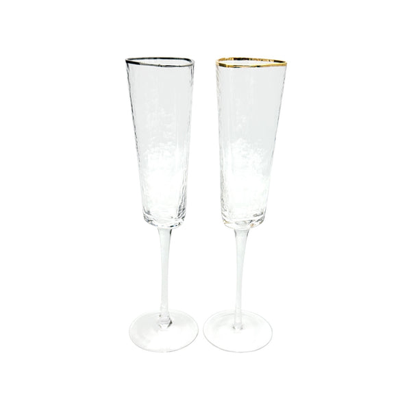 Triangular Gold & Silver Rim Champagne Flute