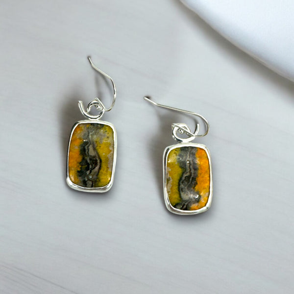 Bumble Bee Jasper Rectangular Earrings