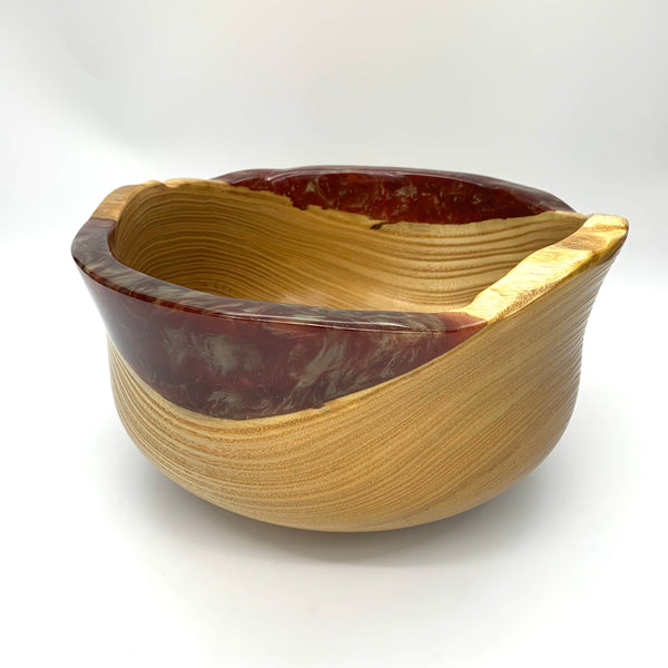 Catalpa Wood and Green Resin Bowl