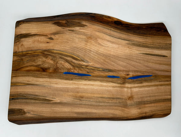 Live Edge Maple Cutting Board w/Blue Epoxy