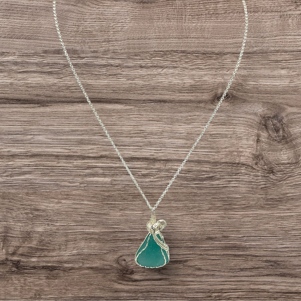 Aquamarine Sea Glass Pendant