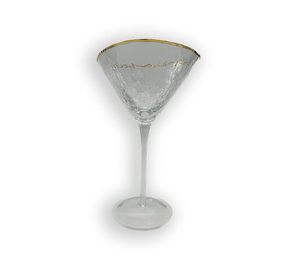 Triangular Gold Rim Martini Glass - Glass Edgecomb Potters