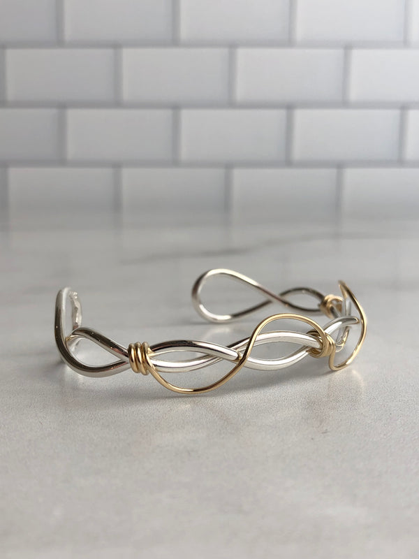 Sterling Silver and Gold Filled Barbed Wire Cuff - Jewelry Edgecomb Potters